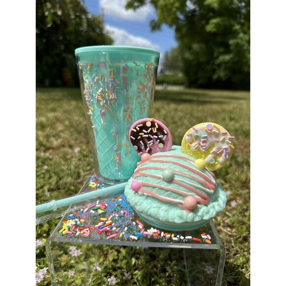 Blue 3D Cookie Ice Cream Sprinkle Cup 16oz Cold Beverage Straw & Lid Tumbler…. - Picture 6 of 7